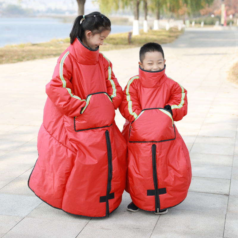电动车儿童挡风衣保暖冬季加绒B防水电车加厚挡风被电动车防风衣