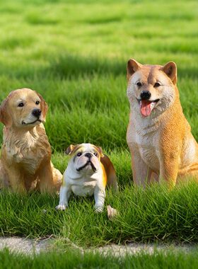 户外花园庭院装饰仿真金毛柴犬摆件动物树脂小狗客厅电视柜可爱