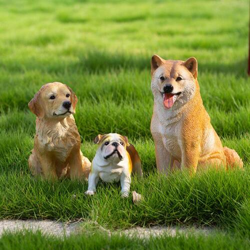 户外花园庭院装饰仿真金毛柴犬摆件动物树脂小狗客厅电视柜可爱
