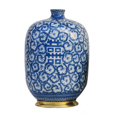 奢华中式家居复古装饰品客厅玄关手绘青花陶瓷花瓶台面花器1731