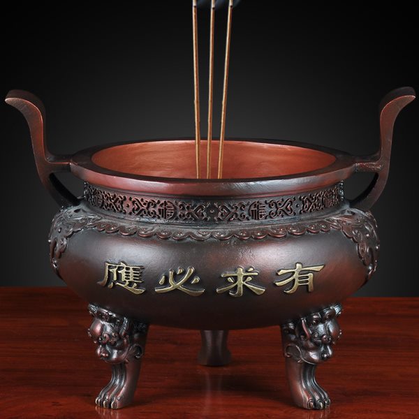 全铜三足香炉有求必应摆件招财家用佛堂供佛供奉大号寺庙线香香炉