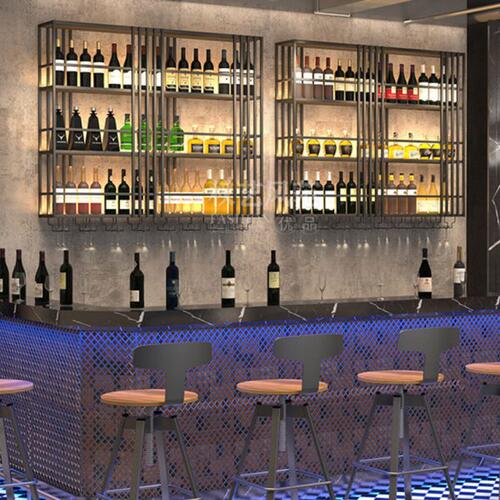 酒吧吧台酒柜发光创意壁挂酒架酒柜酒庄音乐餐吧红酒架工业风酒架