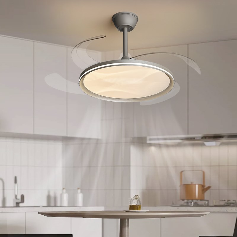 意式极简b风扇灯新款超薄简约卧室餐厅隐形全光谱一体吊扇灯