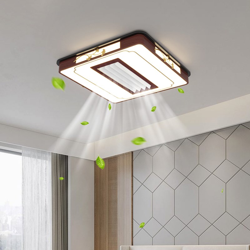 客厅吸顶b灯智能隐形无叶吊扇灯新中式简约卧室饭厅房间电风扇一