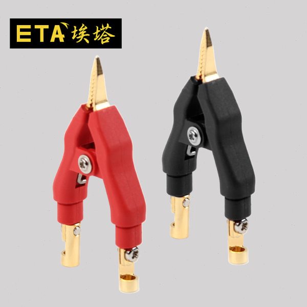 ETA3101四线电阻夹高品质小号尖嘴有齿镀金LCR电桥开尔文测试夹子