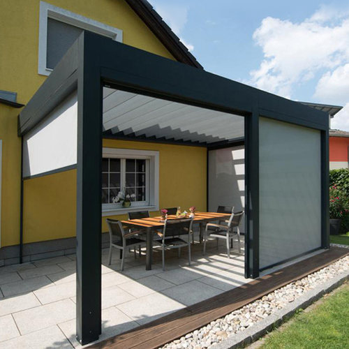 阳光房电动防风卷帘户外庭院w凉亭四面隔热遮阳蚊虫挡雨智能升降