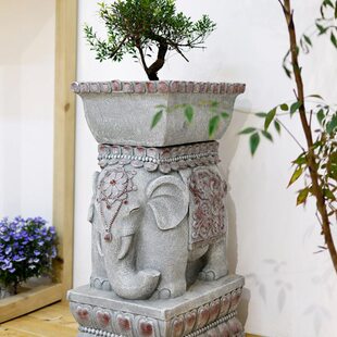 庭院户外大象门墩摆件仿石墩花盆底座花园布置露台装饰别墅造景
