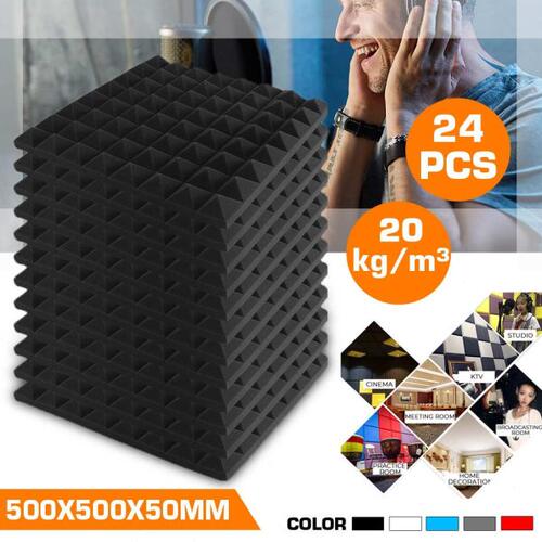 24PCS 50x50x5cm Studio KTV Rooms Acoustic Soundproof Foam So