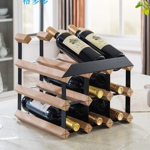 红酒架摆件葡萄酒架子实木家用小型现代简约红酒柜展示架红酒格子
