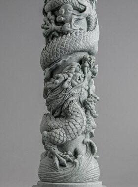 逗兽记定海神针盘龙柱鱼缸假山造景摆放桌面装饰居家茶宠摆件送礼