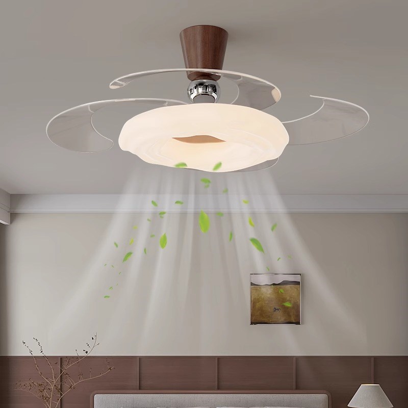 卧室隐形风扇灯中古客厅u书房餐厅全光谱电风扇吊灯一体吊扇灯