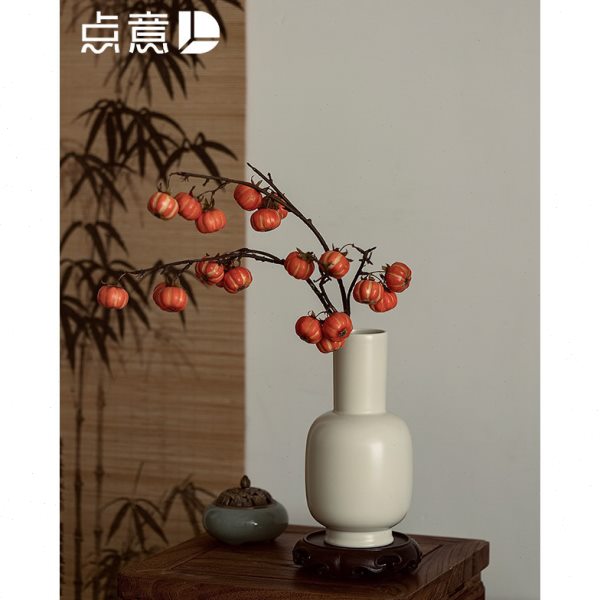 花瓶禅意茶道陶瓷白色新中式茶桌宋代美学古典凝脂瓷器新家南瓜