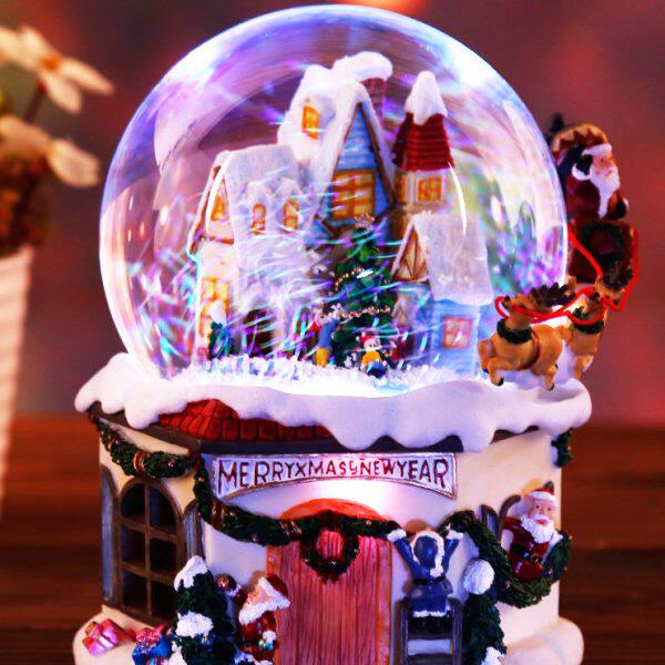 圣诞老人水晶球雪人音乐盒下雪花八音盒圣诞节送女友闺蜜生日礼物