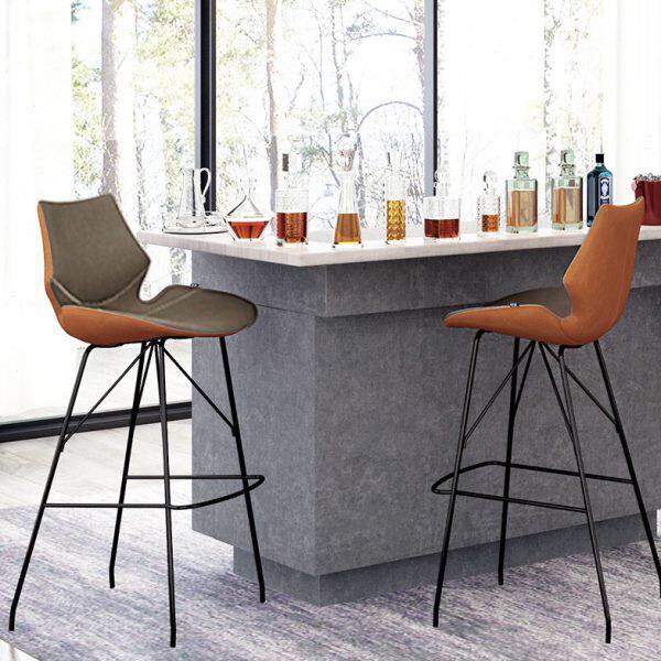 简约轻奢铁艺时尚吧台椅酒吧咖啡厅前台高脚蹬子座椅家用背靠凳椅