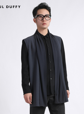 LAOUL DUFFY黑色机理带荡片马甲DJ19312A