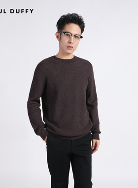 LAOUL DUFFY咖色单元宝半高领套头毛衫男款DW18487A