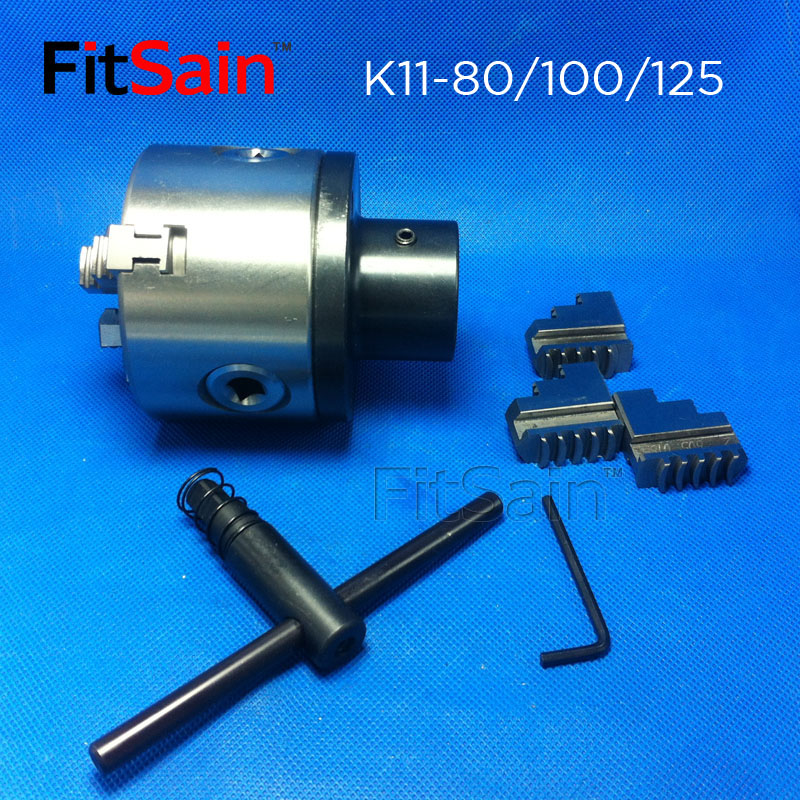 FitSain-K11三爪自定心卡盘K11-80/100/125法兰盘卡盘杆连接杆