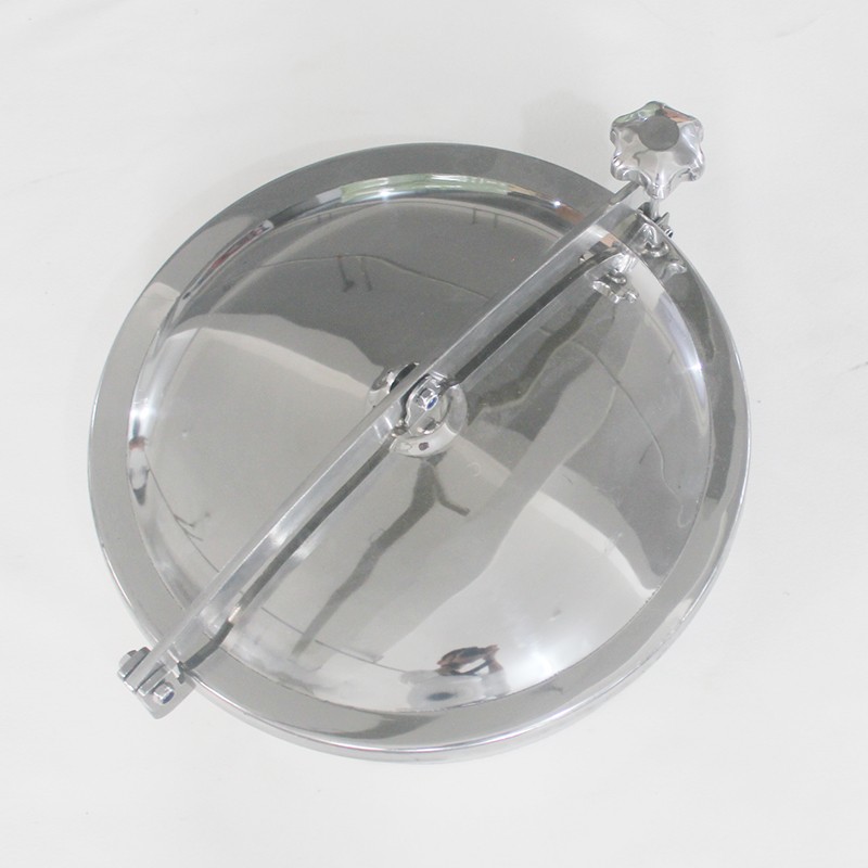 304不锈钢人孔盖卫生级快开单杆压条配件酒罐圆形翻边手孔人孔门