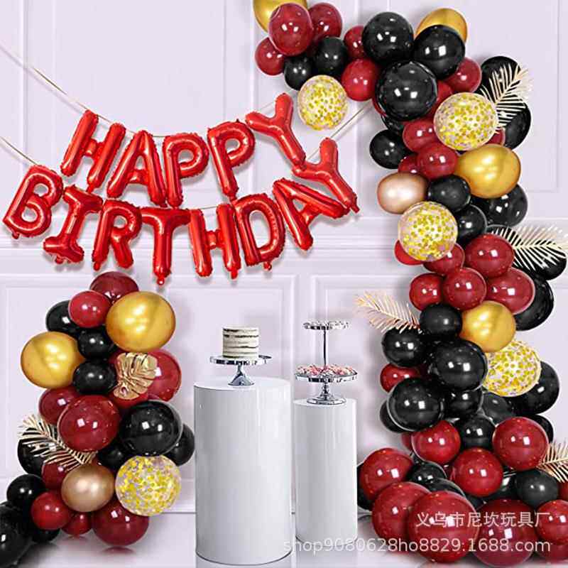红色黑色金色乳胶气球花环拱形套装适合生日婴儿淋浴派对聚会装饰