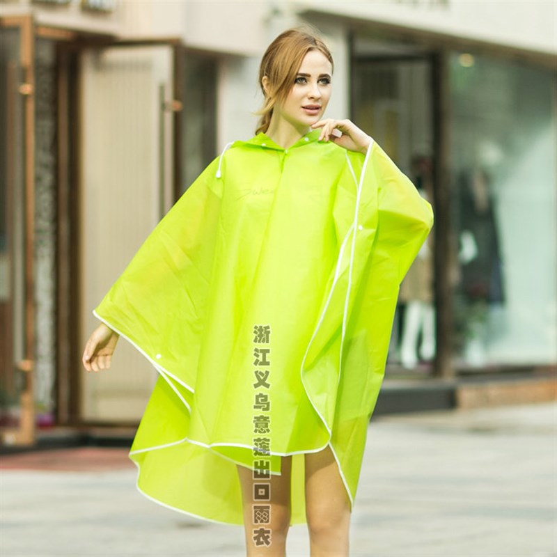 时尚新款EVA可背包防风衣轻薄易干防水斗篷式女士男士雨衣雨披