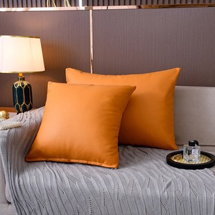 纯色科技布正方形抱枕靠垫皮质沙发靠枕客厅办公室靠背抱枕套