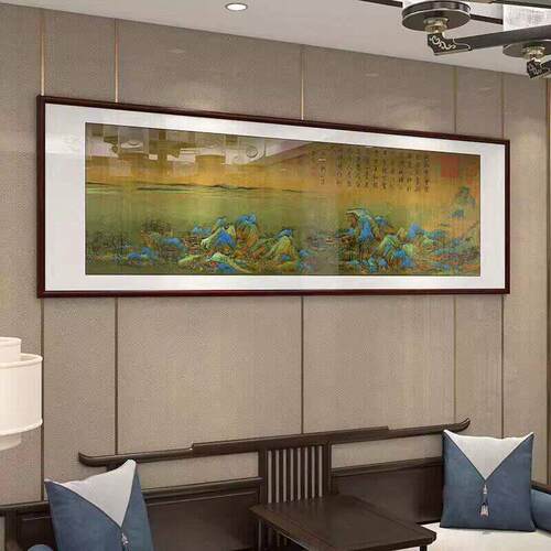 千里江山图新中式办公室挂画客厅装饰画沙发背景墙国画山水画壁画