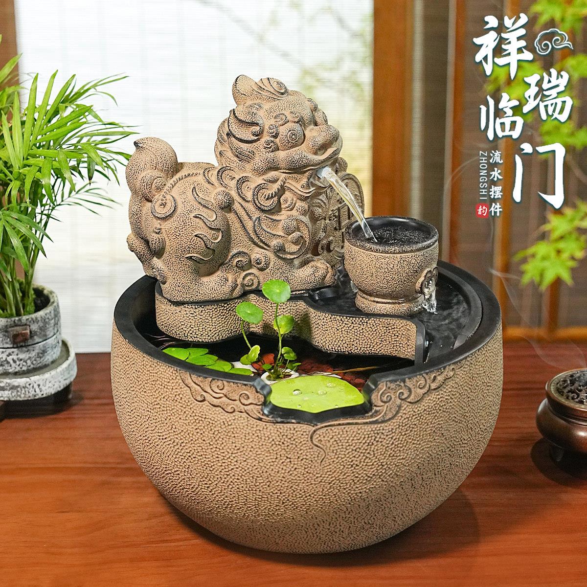 流水生财摆件聚宝盆招财喷泉桌面装饰循环水景办公室客厅开业送礼