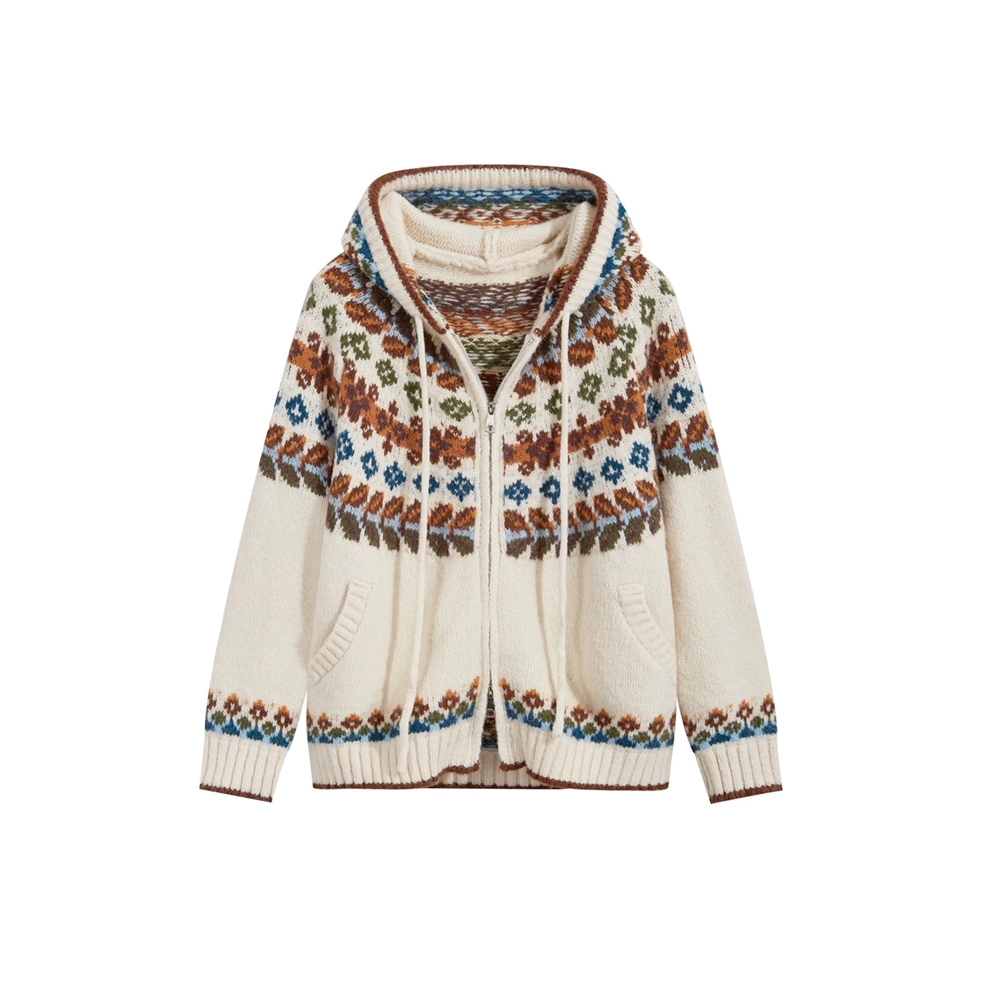 【玉米专享】ISABELY•M  复古费尔岛提花毛衣女连帽拉链开衫QC,女装/女士精品,旗袍,淘宝优惠券,粉丝福利购,淘宝优惠卷