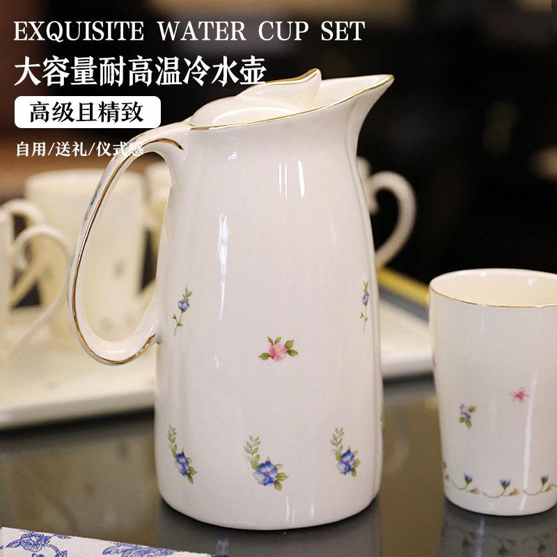 陶瓷冷水壶耐高温水壶家用储水冷水杯茶壶茶杯套装水壶轻奢高级感