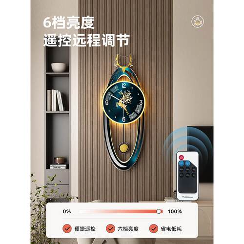挂钟家用客厅创意简约大气新款现代轻奢钟表餐厅现代挂墙时钟壁灯