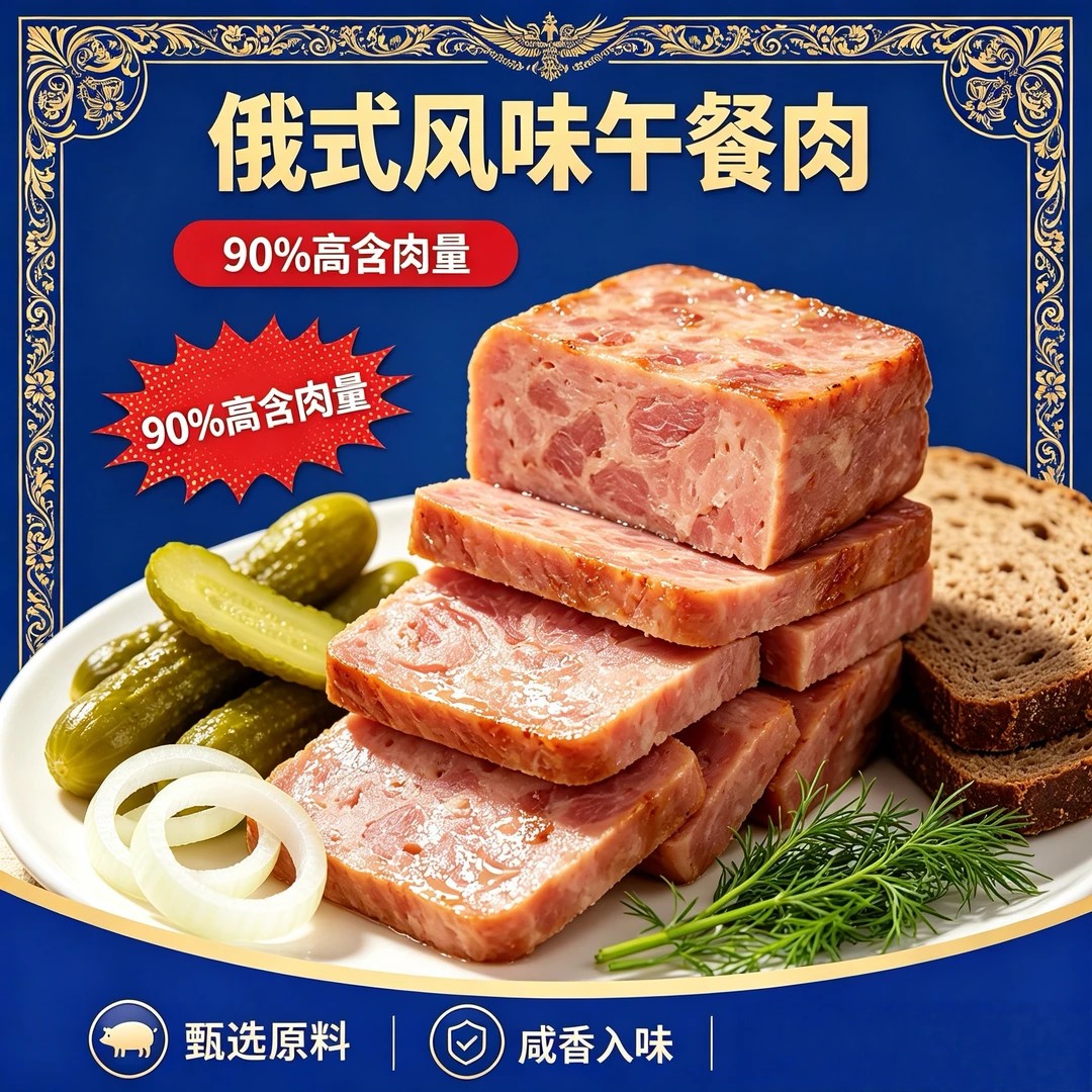 俄罗斯风味午餐肉即食火腿方便夜宵速食搭档火锅早餐代餐饱腹-J