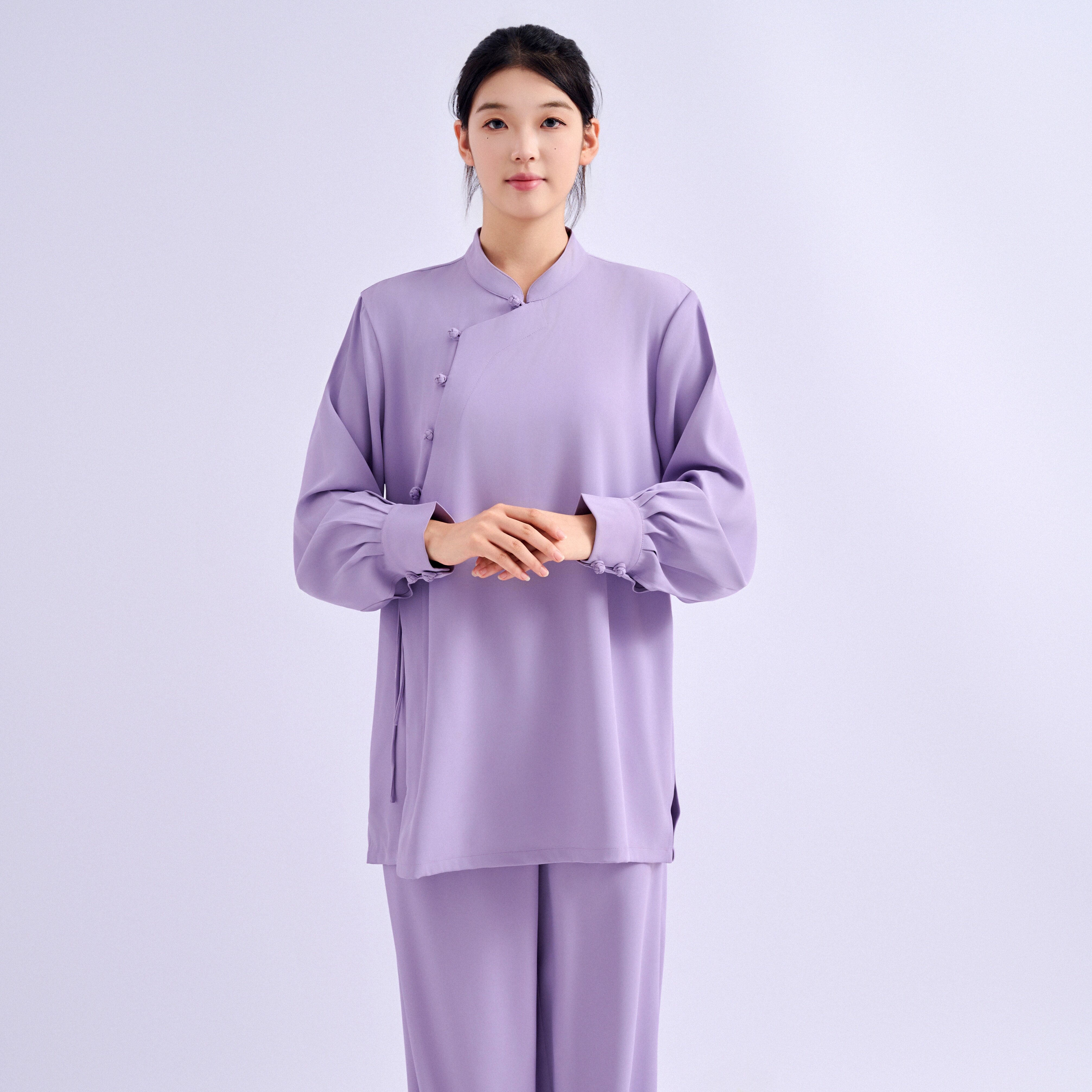 太极练功服套装新款蚕丝麻斜襟图片
