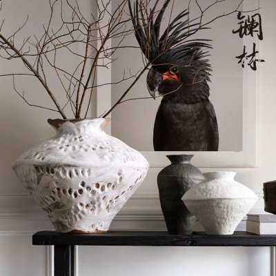 复古侘寂风陶瓷粗陶花瓶古朴禅意陶罐摆件手工民宿酒店插花器镧林