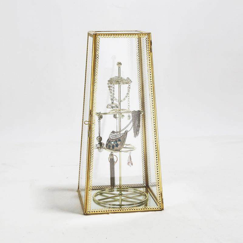 铜边框镶嵌磨边玻璃盒欧式珠宝饰品展示玻璃罩珠宝收纳盒展示盒