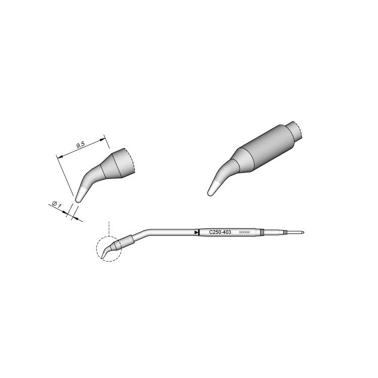 西班牙JBCC250403弯形烙铁头Ø1,0C250-403