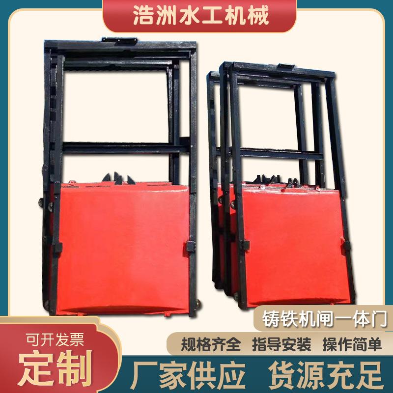 闸门手动电动机闸一体镶铜闸门双向止水拱形平面铸铁机闸一体门