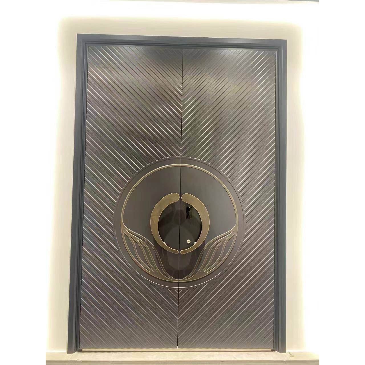 新中式轻奢自建房别墅大门龙骨结构铝箔填充精致入户门智能防盗门