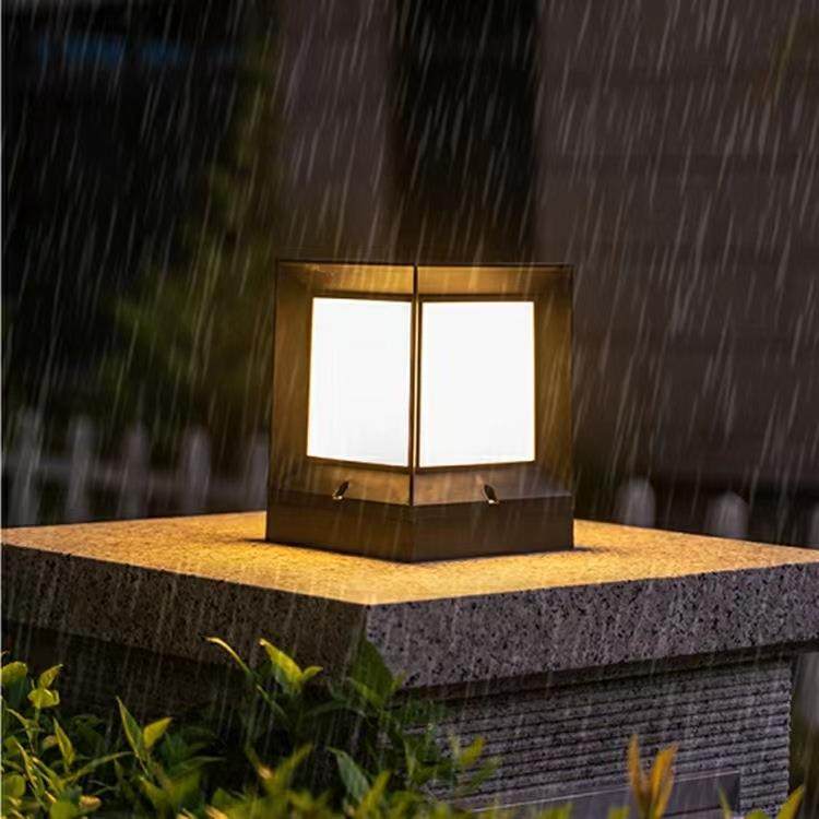 太阳能柱头灯户外防水围墙灯别墅大门庭院方形柱子灯LED花灯