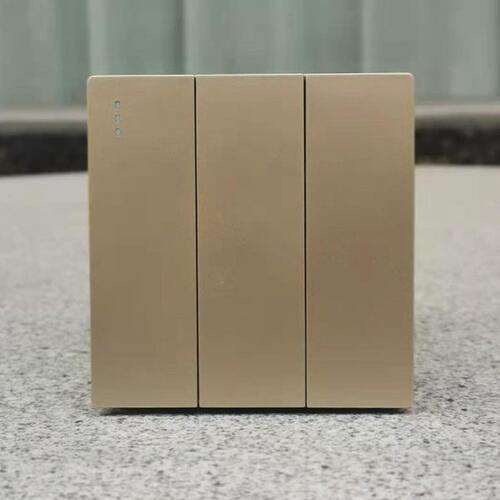 86型金色3三位触点自动复位回弹开关按钮 强弱电路触发式常开回位