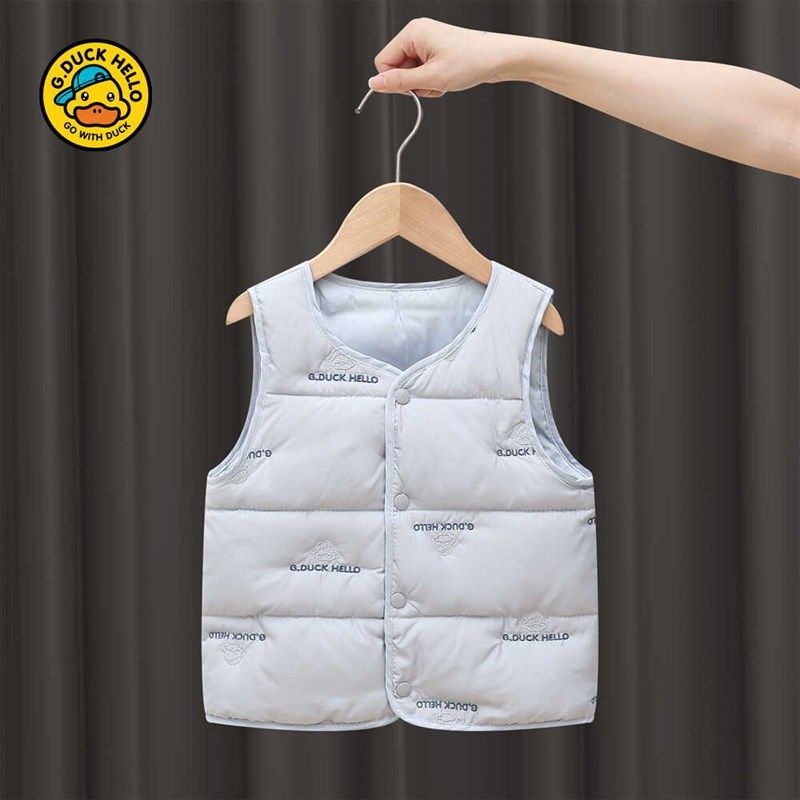 哈罗小黄鸭儿童羽绒服马甲轻薄款秋冬季男女童背心内外穿宝宝坎肩