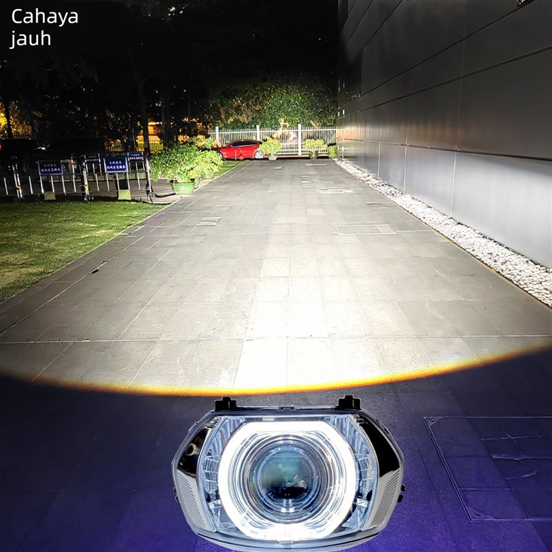 全新旭鹰大灯LED透镜总成65W超亮激光灯天使恶魔灯罩旭鹰125车灯