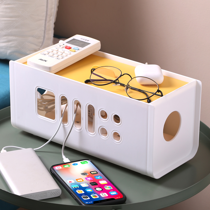 插排电源线收纳盒数据线电源插座遮挡盒桌面插线板充电器收纳神器