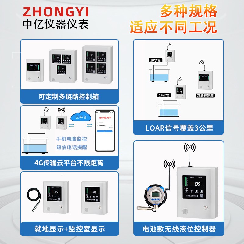 无线液位水位显示器控制器消防水池水箱电子液位计高低水位报警