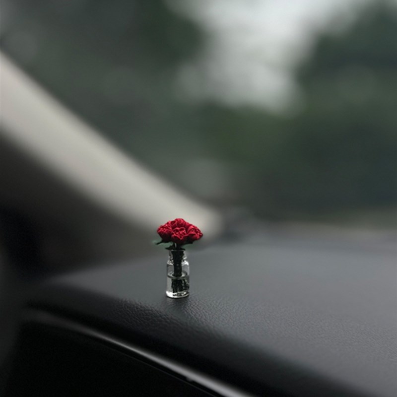 娇艳玫瑰花汽车中控台窗摆件迷你治愈系车载饰品女士车内个性漂亮