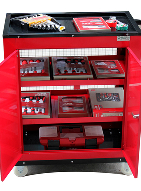 老A 双开门网罩式三层工具车 零件车 铁皮网式工具柜子LA111808