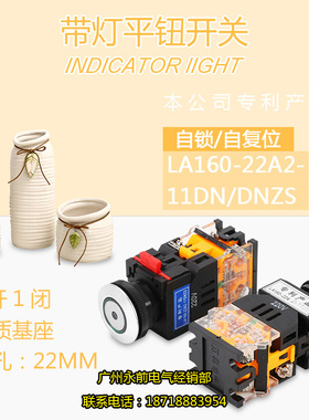 南京双科 孔径:22mm 银触点 带灯平钮开关LA160-22A2-11DN/DNZS