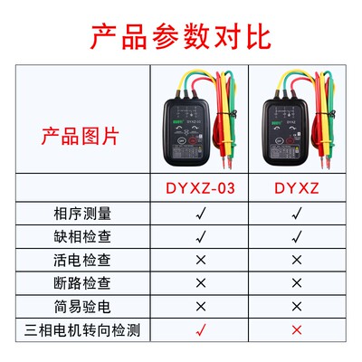 多一DYXZ-03接触式相序测试仪相位测试仪相序表 三相检测仪DYXZ