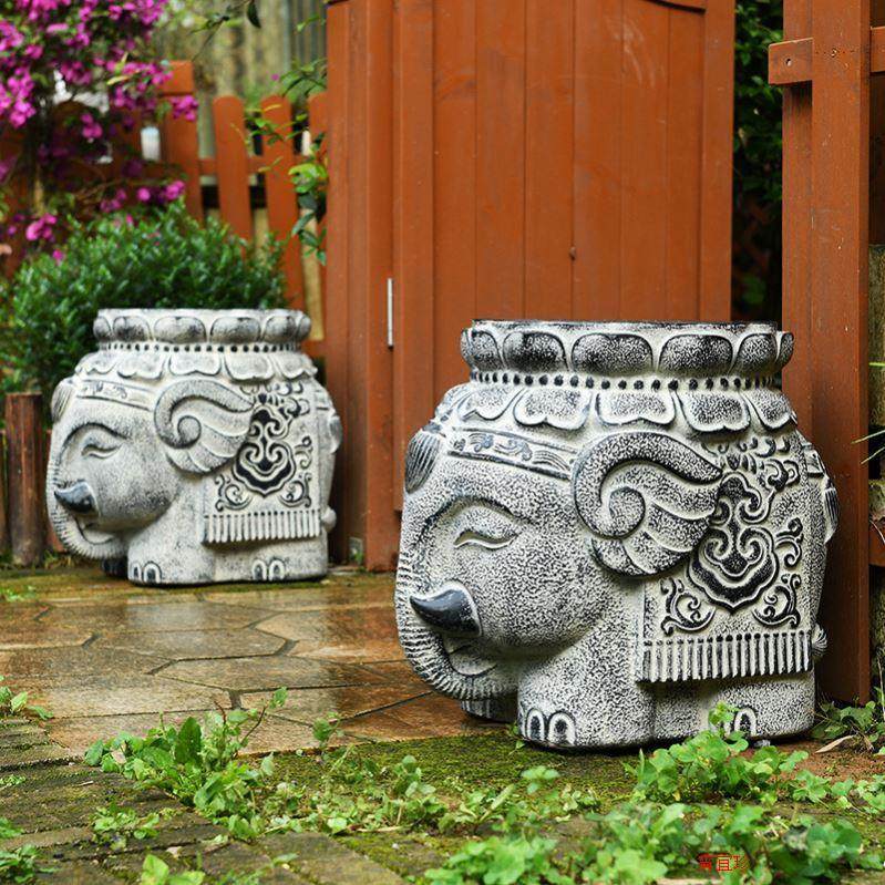 石雕大象一对防石象石雕摆件大象石墩庭院门口门墩家用门摆件花盆,包装,包装袋,淘宝优惠券,粉丝福利购,淘宝优惠卷