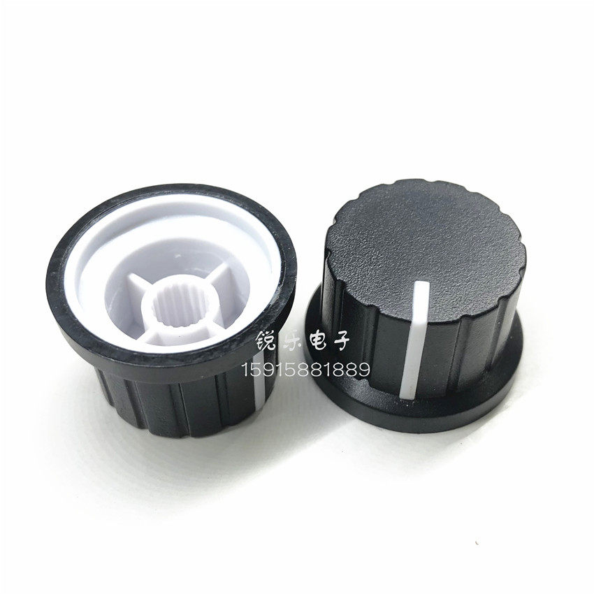双色旋钮草帽型旋钮24x15黑白指示塑料旋钮电位器调节音箱旋钮帽