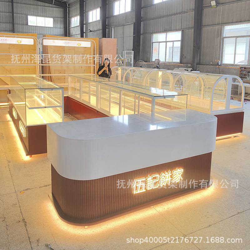 面包柜展示柜面包中岛柜弧形玻璃蛋糕店模型烘培边柜展示架展陈